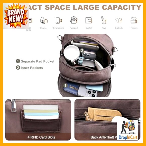 Mini Vegan Leather Backpack Purse RFID Blocking Tablet Pocket Chic Travel main image 4